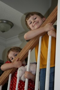 Benjamin and Carolyn climbing a "mountain"