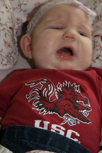 Danielle in USC gear Danielle doesn't seem to like USC. Go Razerbacks!! ;-)